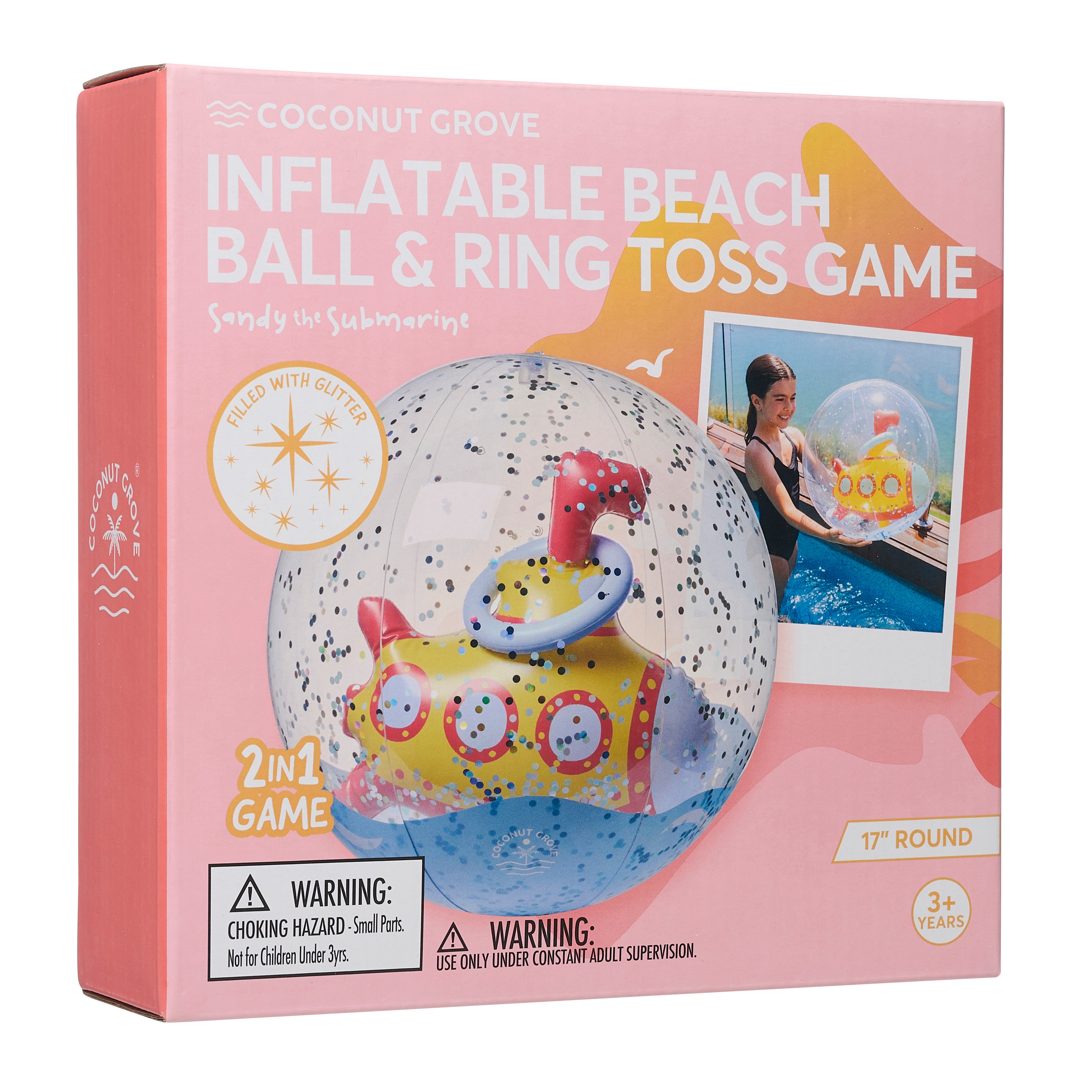 Inflatable Beach Ball & Ring Toss Game - Sandy the Submarine