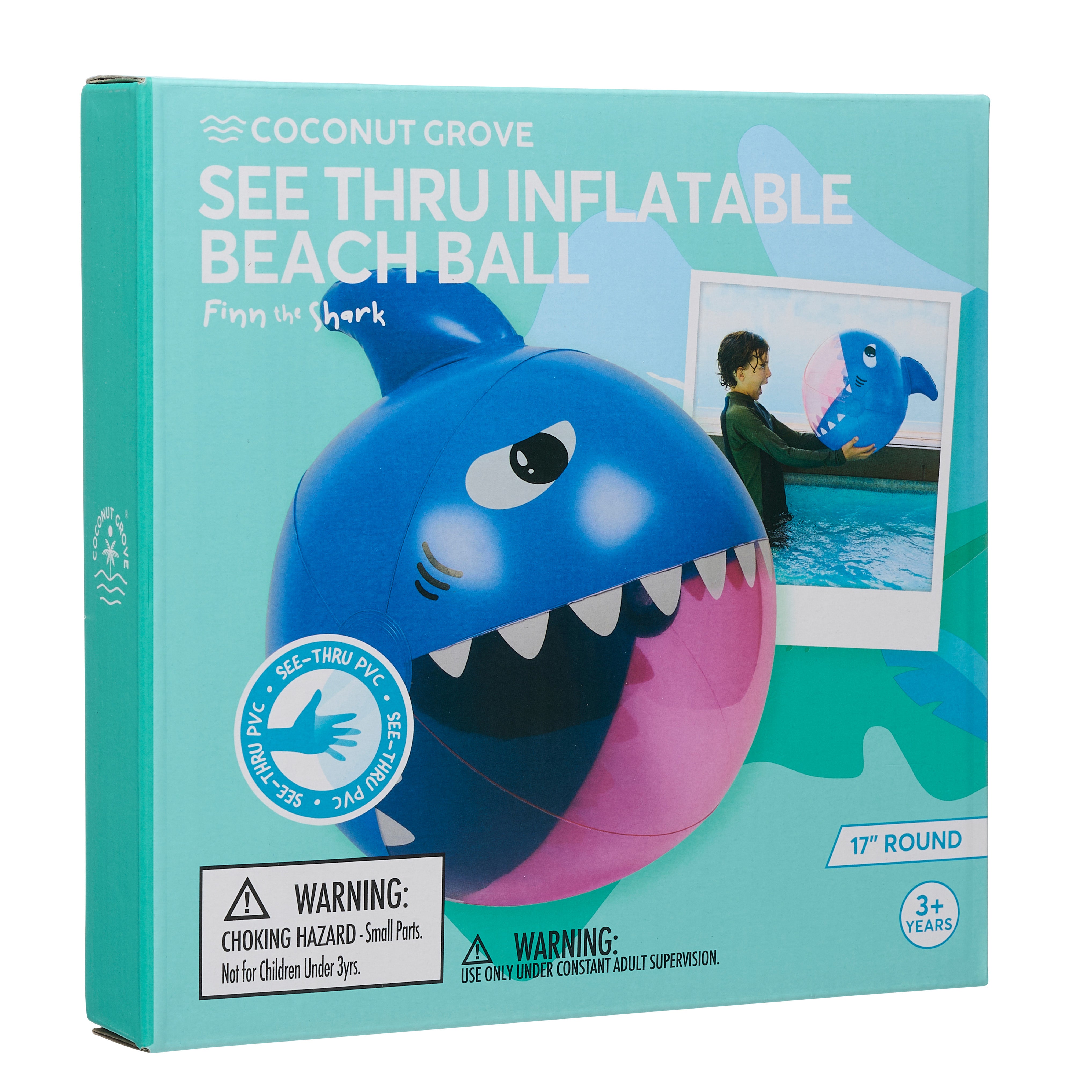 See Thru Inflatable Beach Ball - Finn the Shark